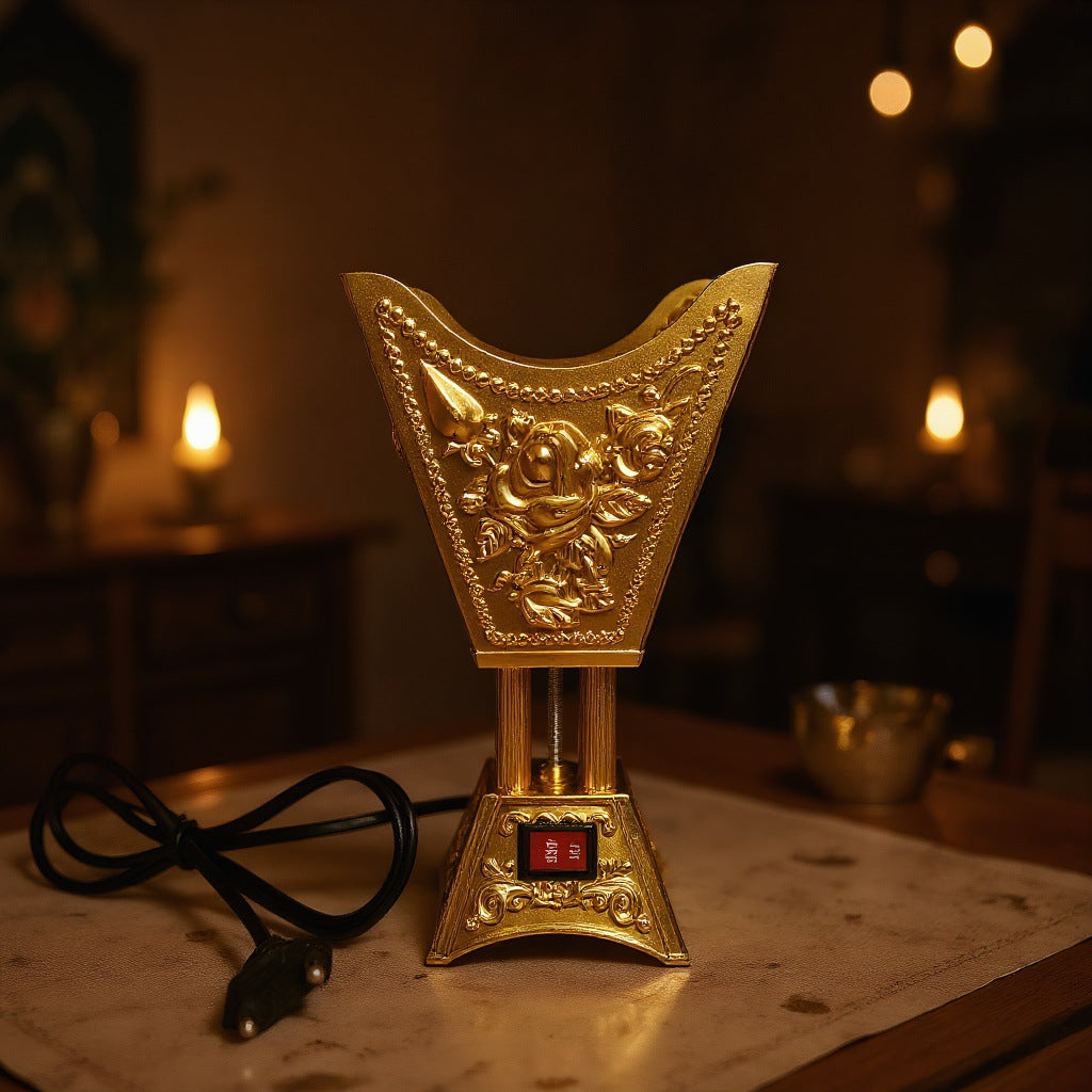 Premium Plug-in Bakhoor Burner, gold ornate electric incense burner by SmartMuslim