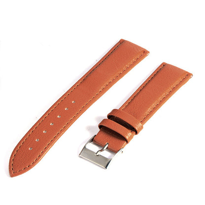 SmartMuslim men's watch strap, brown leather two-piece set with stainless steel buckle.